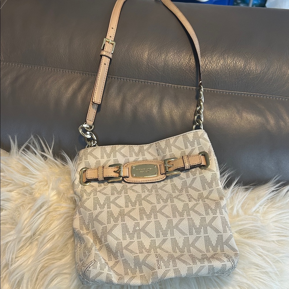 Michael Kors Monogram Beige Shoulder Bag